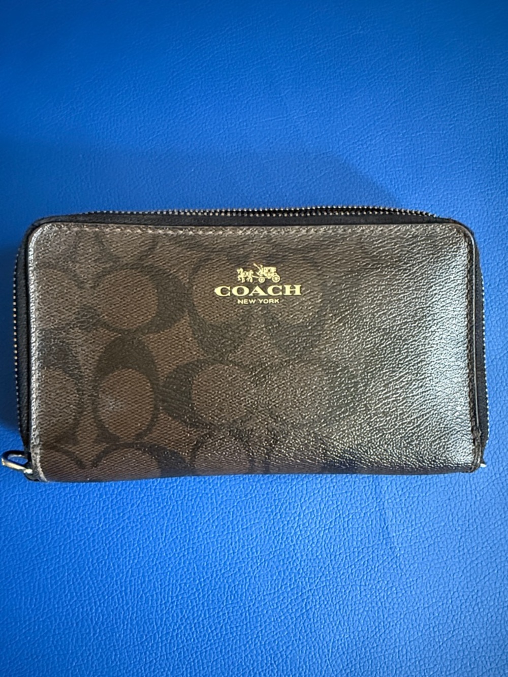 Coach Brown Double Zip Logo Pouch Wallet for Women Designer 6.5 x 4